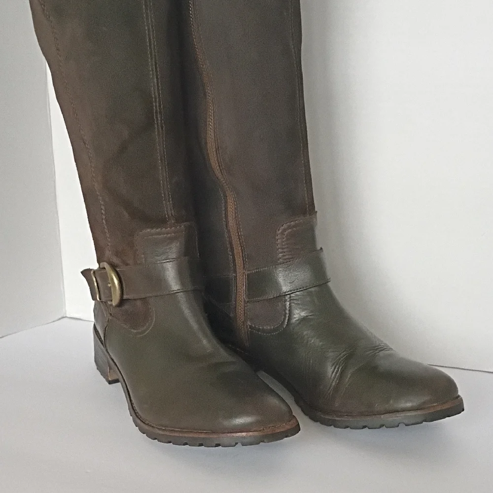 Timberland Brown Leather Tall Boots Size 11 - Picture 3 of 9